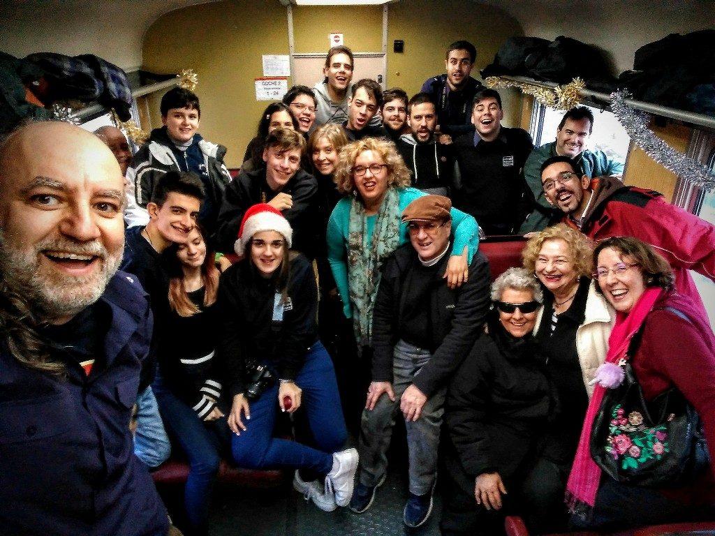 Selfie del grupo en el Tren de los Reyes Magos