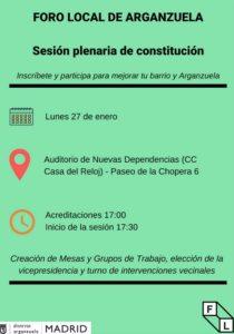 Cartel de reconstitución del Foro Local de Arganzuela