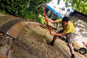 Excavación para la rampa de acceso al parque