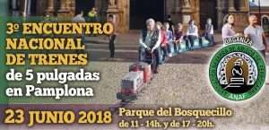 Cartel del III Encuentro de Trenes de 5" en Pamplona